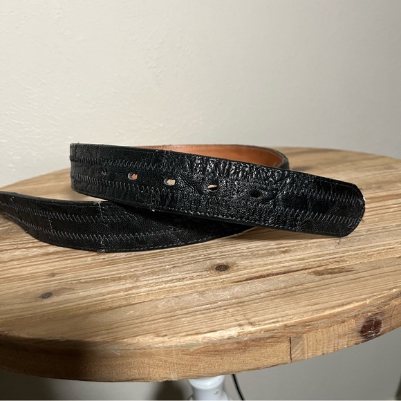 Vintage Tony Lama Black Genuine Elephant Exotic Skin Leather Belt Mens 38 - Picture 5 of 9